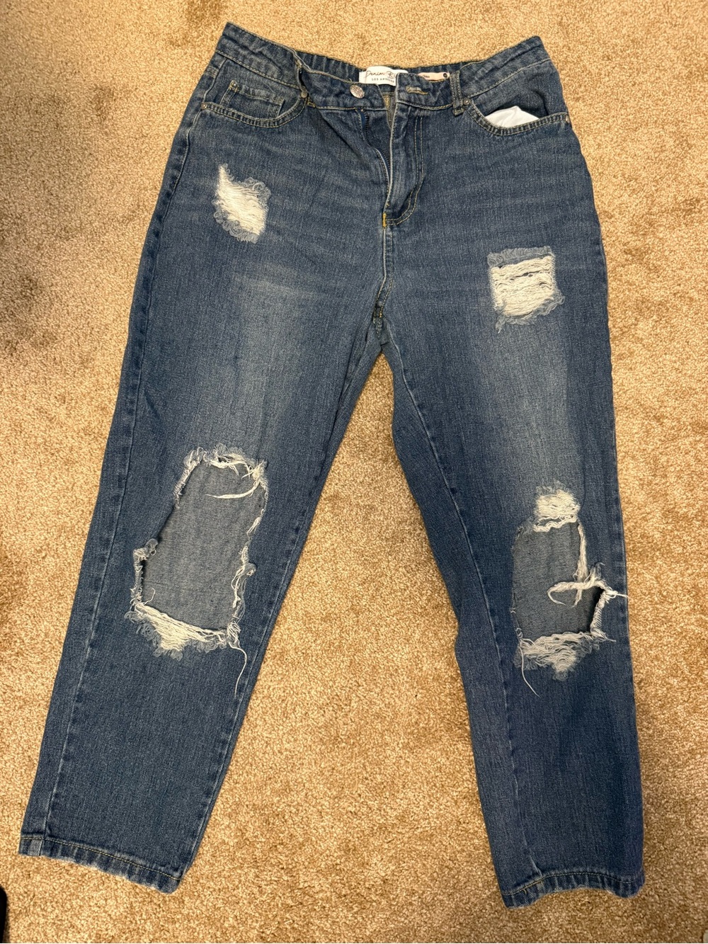 High-Rise Distressed Women’s capris - Dark‎ Blue
